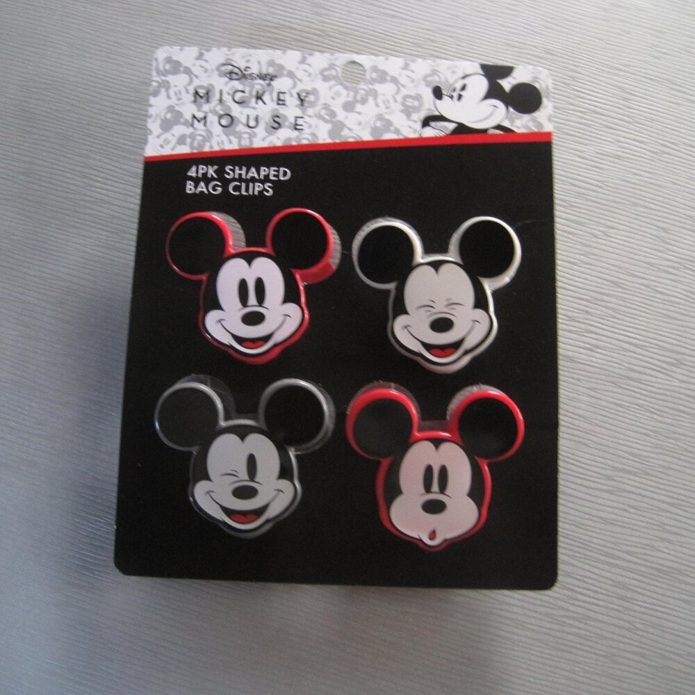Disney Mickey Mouse 4 Pk Shaped Bag Clips NEW WITH TAGS